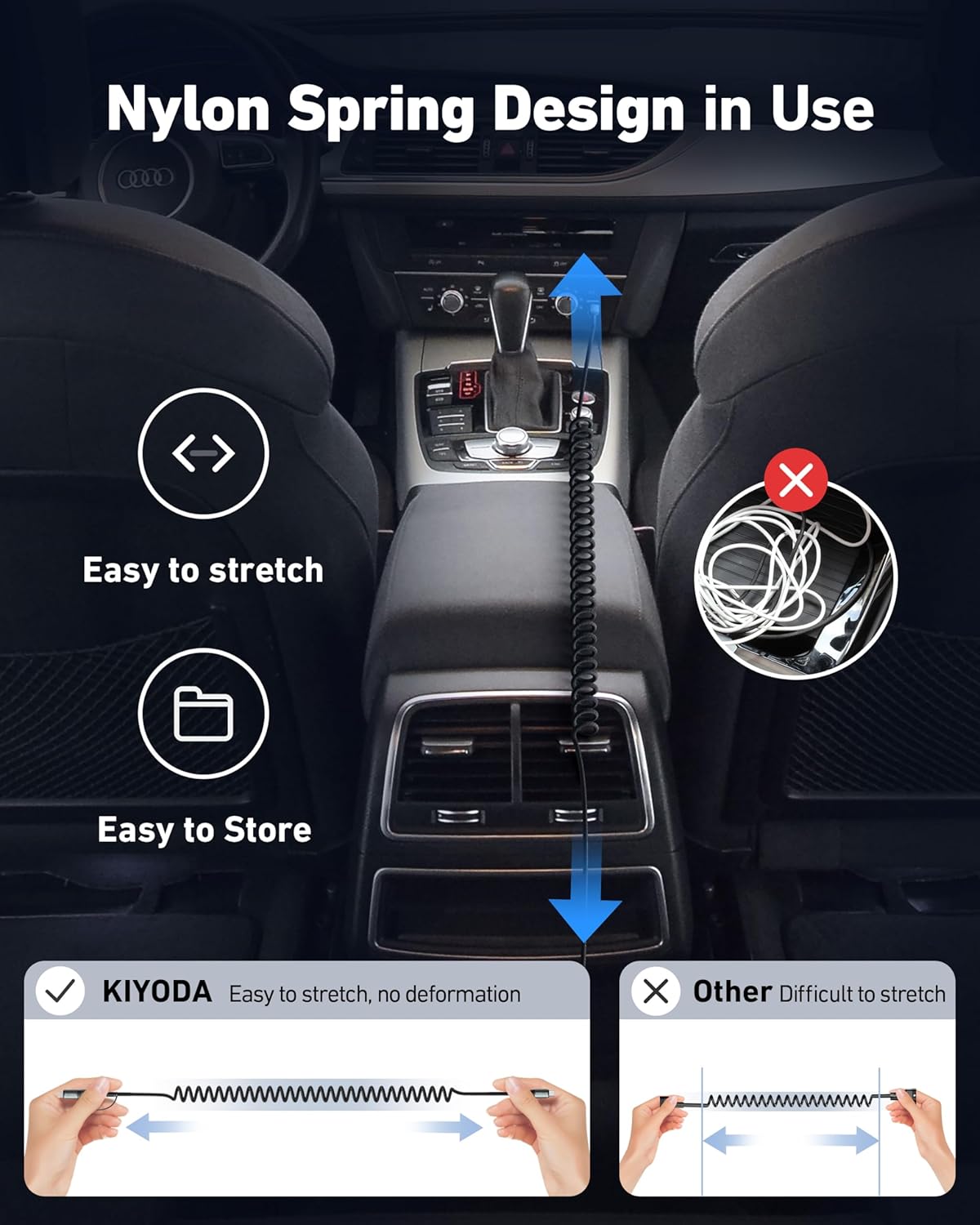 Coiled USB C to USB C and Lightning Cable 2 in 1, 3FT 2Pack Braided Cord Fast Charging Type C Car Charger for iPhone 16 15 14 13 12 11,iPad, Samsung Galaxy, Google Pixel, Moto, LG, TCL Phones