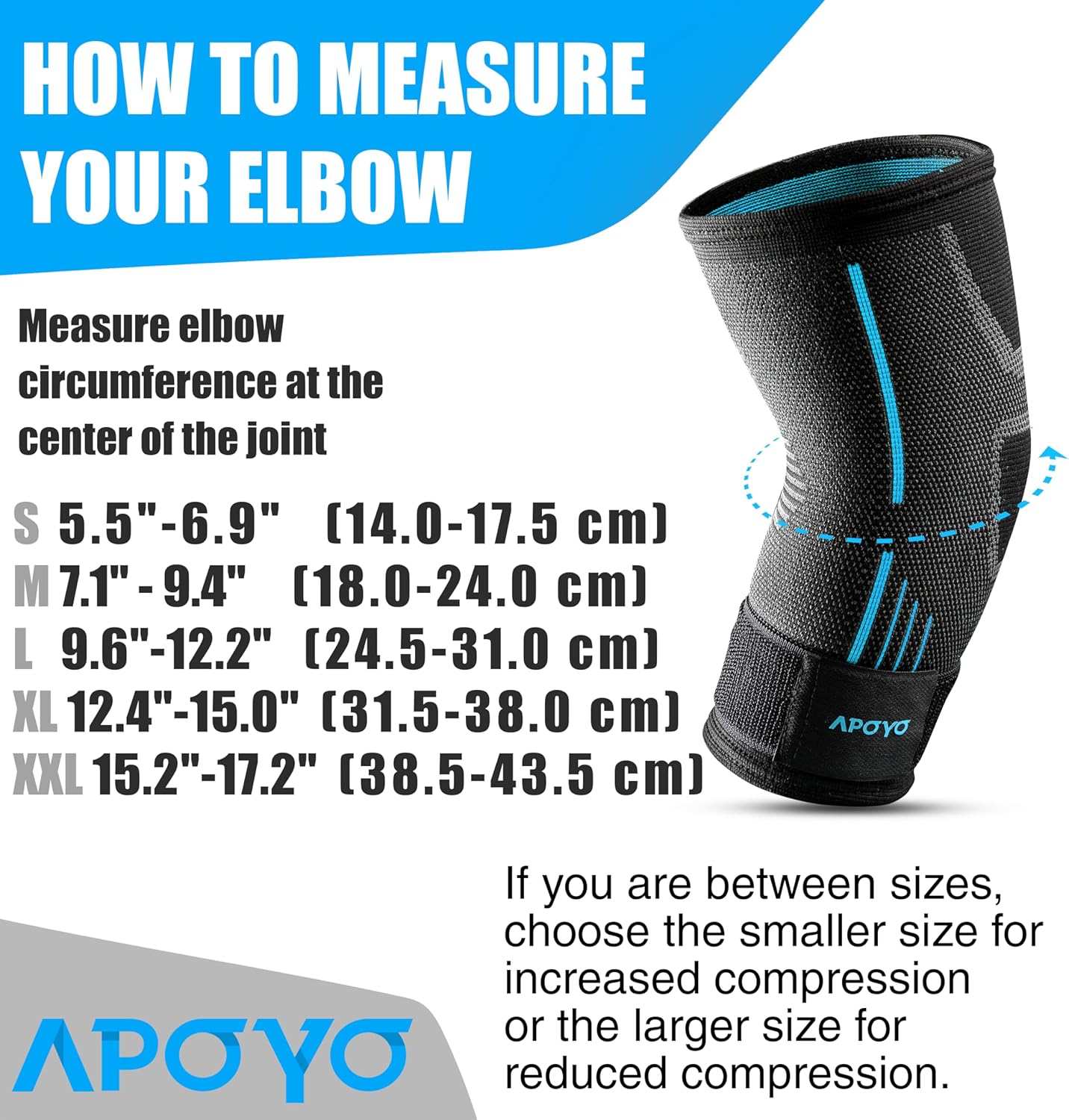 APOYO Elbow Brace for Tendonitis and Tennis Elbow, Compression Sleeve for Arthritis, Workouts, Reduce Joint Pain During Fitness Activity (Large)