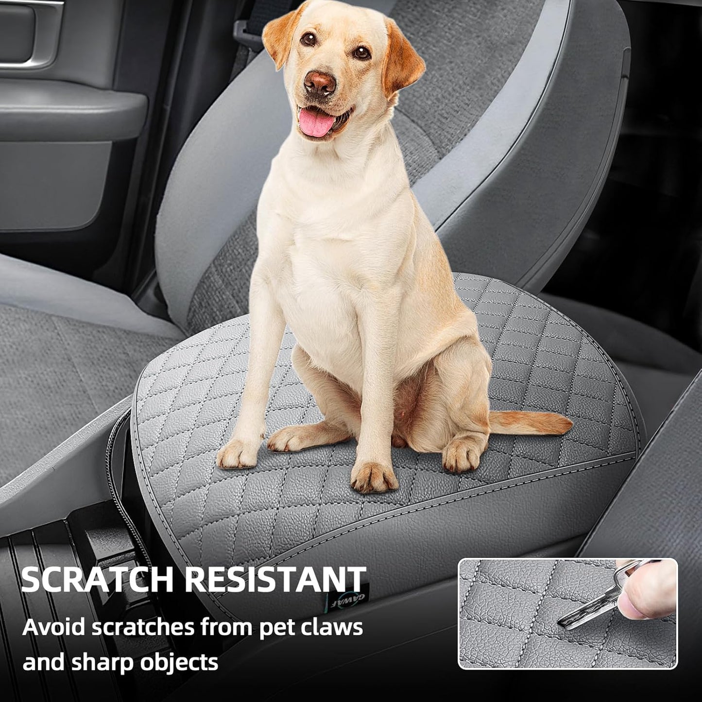 Center Console Cover Fit for 2009-2015 Pilot, Comfortable Armrest Cover Protector Customized Car Accessories, Well-Make PVC Leather Armrest lid Cover for 2009-2015 Pilot （Gray）