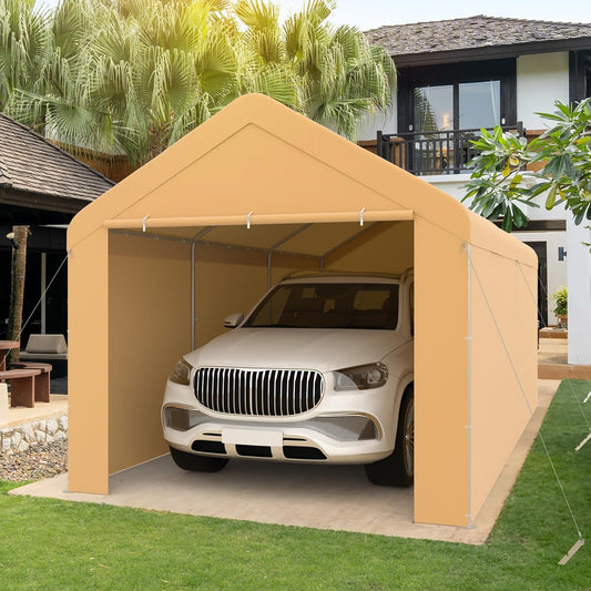 Morngardo Carport 10'x20' Heavy Duty Car Canopy Portable Garage with Removable Sidewalls & Doors for Truck Boat Car Port, Party, Storage (Yellow)
