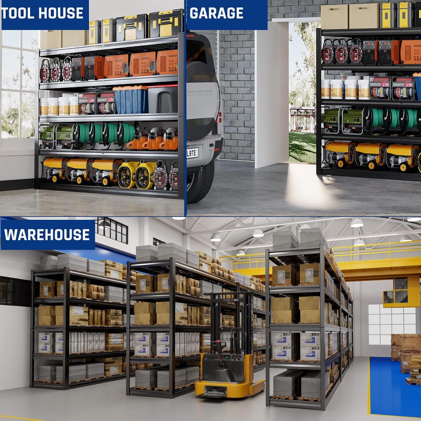 67" Wide 5-Tier Garage Shelving Unit, 67" W x 24" D x 84" H, Heavy Duty Garage Storage Shelves,3500 LBS Capacity, Industrial Adjustable Shelves for Basement Warehouse