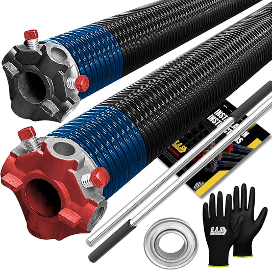 Garage Door Torsion Springs 283x2x37 Includes 1” Steel Bearing, Gloves, and Winding Bars for Left and Right Side of Garage Door Precision E-Coating 5-Year Warranty Minimum 30,000 Cycles (Pair)