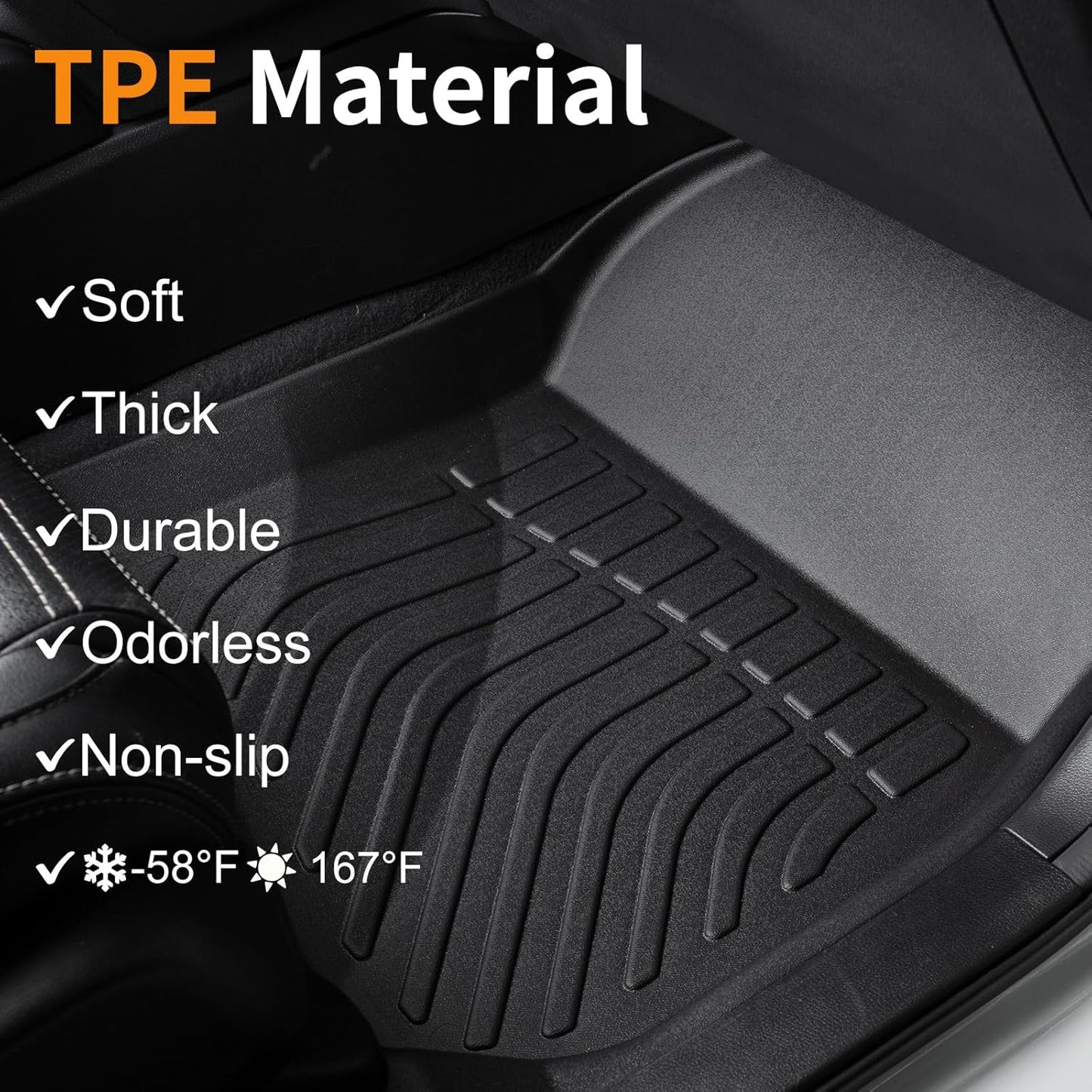 Binmotor-All Weather Floor Mats Custom Set for Ford Explorer 7 Seat 2015-2019, Heavy Duty TPE Car Floor Liners Explorer Accessories