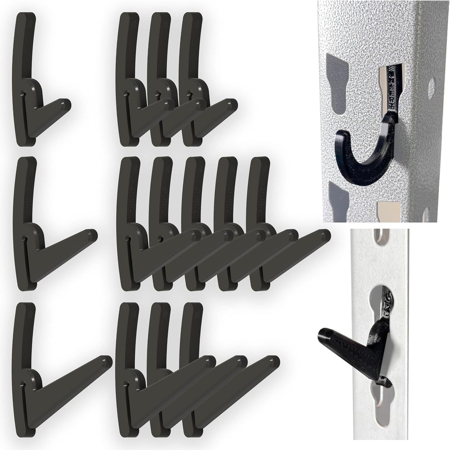 BearClaw Universal Hooks for Garage Shelving and Industrial Storage Racks with Keyhole Slots, L-Hooks Assortment, UV-Resistant, Up to 40 lbs Load