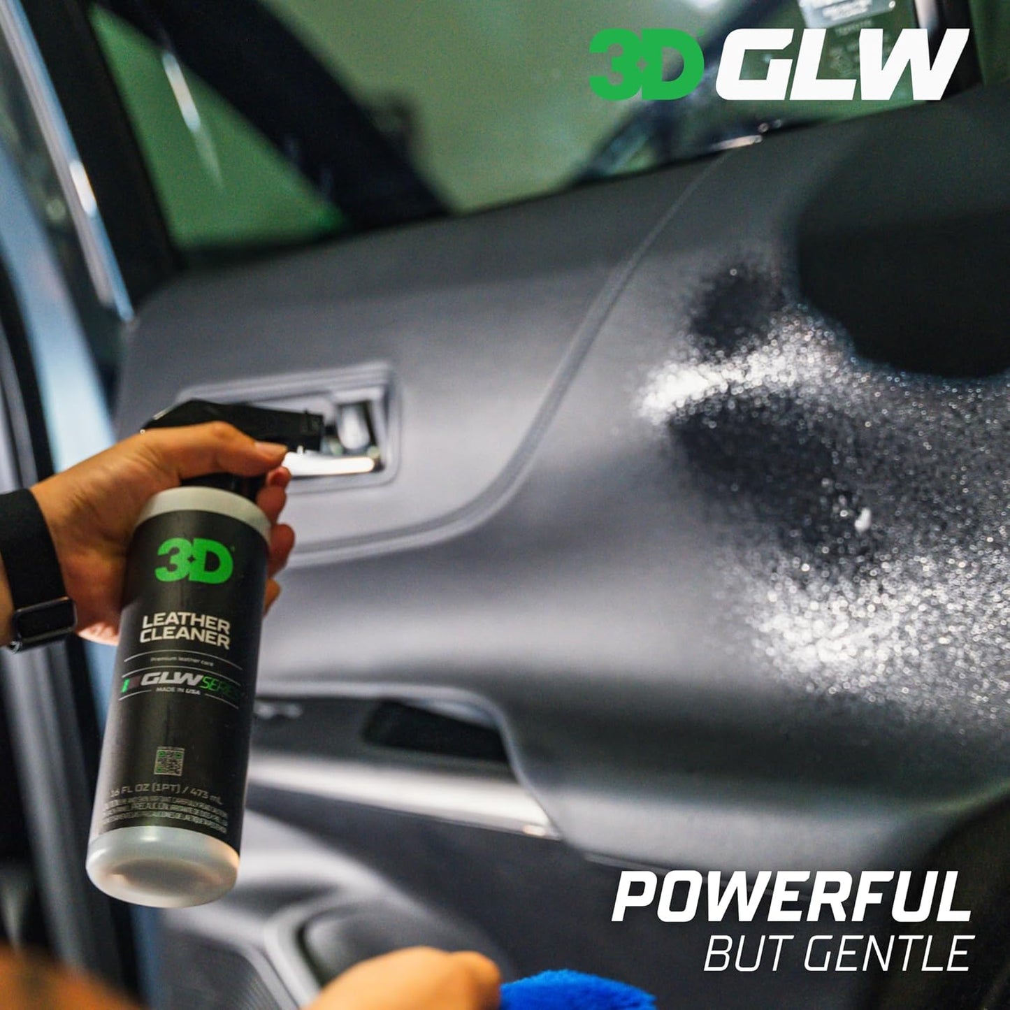 3D Leather Cleaner for Car, GLW Series | Ultimate Deep Cleaning | Removes Dirt, Grease, Body Oils | DIY Car Detailing | Versatile Cleaner for All Leather Goods | 16 oz