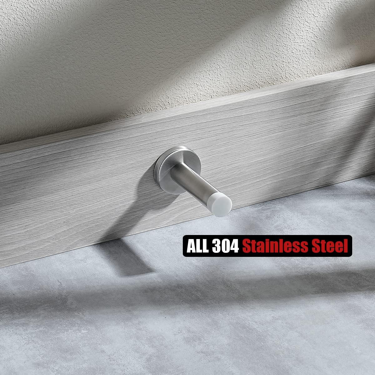 JQK Door Stopper, 304 Stainless Steel Thicken 1mm Sound Dampening Door Stop Bumper Wall Protetor 2 Pack, Brushed, DSB5-WN-P2