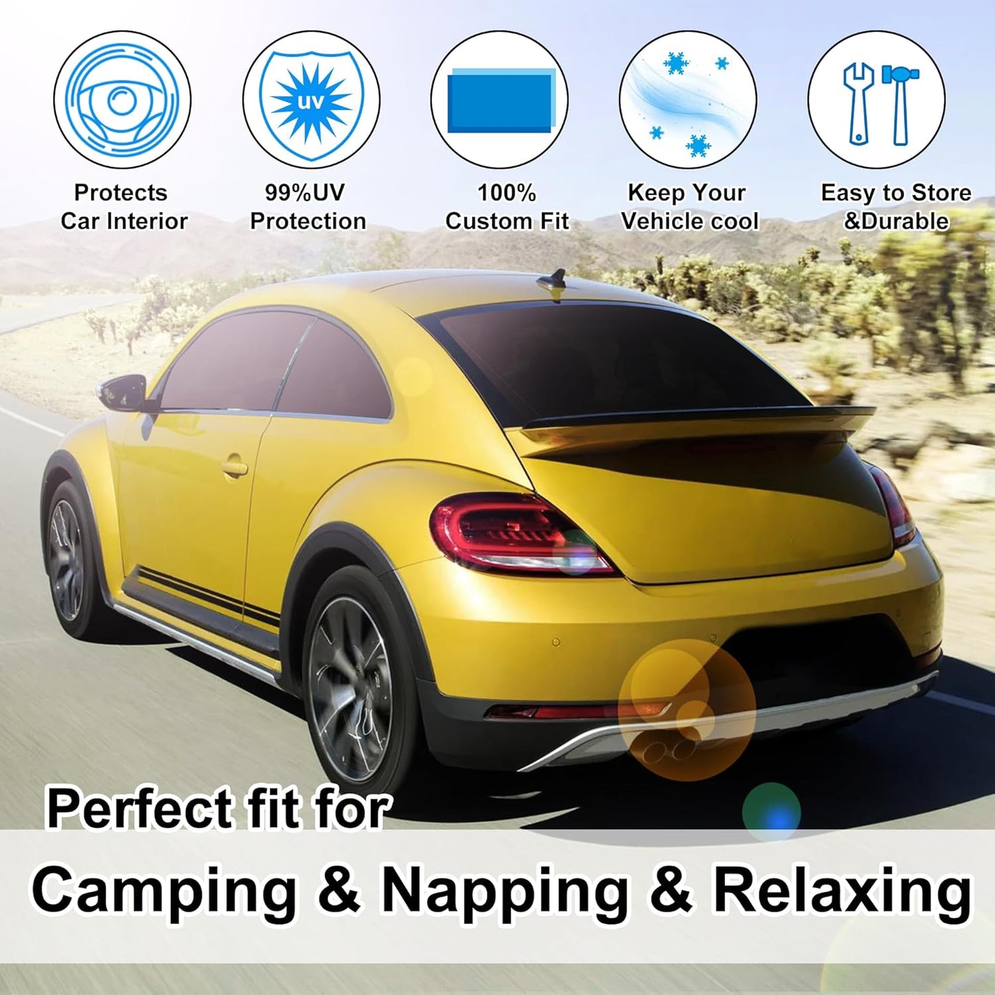 TINGLU Window Shades for Volkswagen VW Beetle 2012-2019 Accessories Car Side Full Windows Windshield Sun Shade Sun UV Rays & Privacy Protection for Camping,Napping,and Relaxing 6PCS
