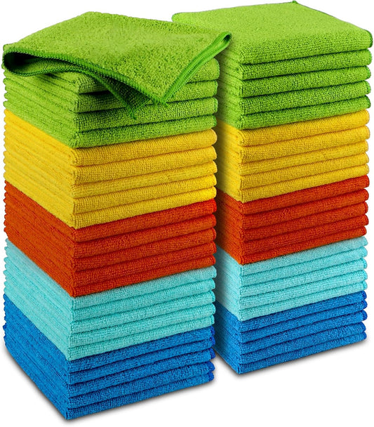 AIDEA Microfiber Car Cloths - 50 Pack Premium Absorbent Cleaning Towels for Cars, SUVs, House, Kitchen, Window, Gifts (12in x 12in)