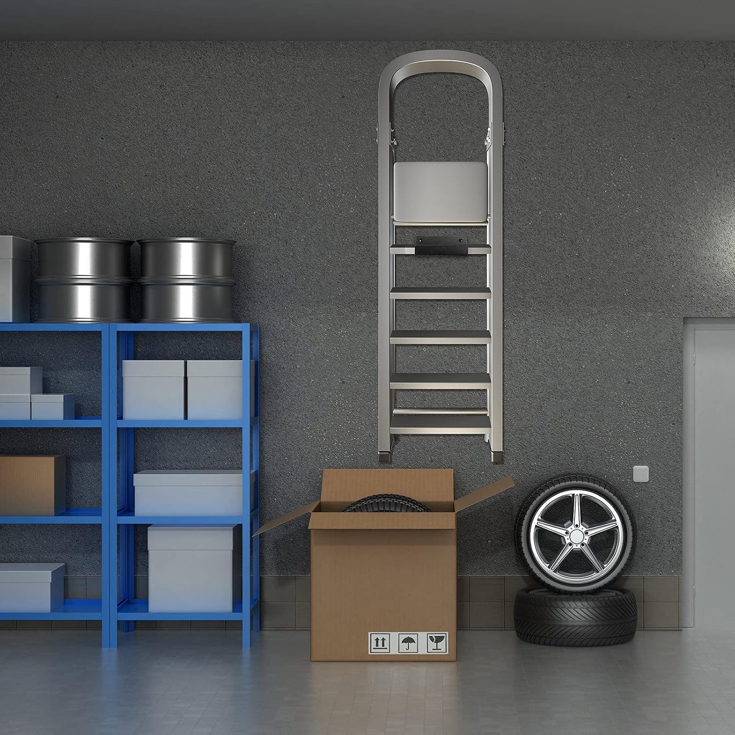 Blulu 4 Pieces Wall Mount Ladder Wall Wheelbarrow Hanger Steel Garage Storage Hook Wheelbarrow Hanger Heavy Duty Garage Storage Organizer for Hang Ladders Carts Chair Bicycle(Black)