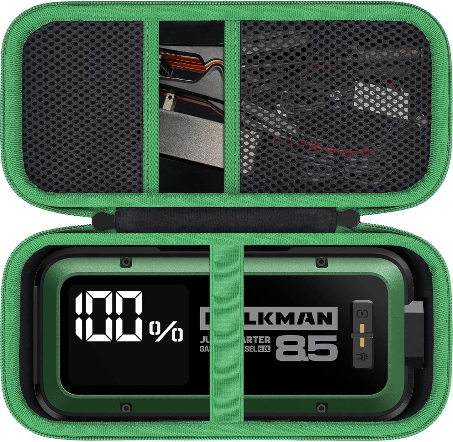 Aenllosi for HULKMAN Alpha85/Alpha85S/Alpha Pro Jump Starter Hard Carrying Case, Black+Green (Case Only)