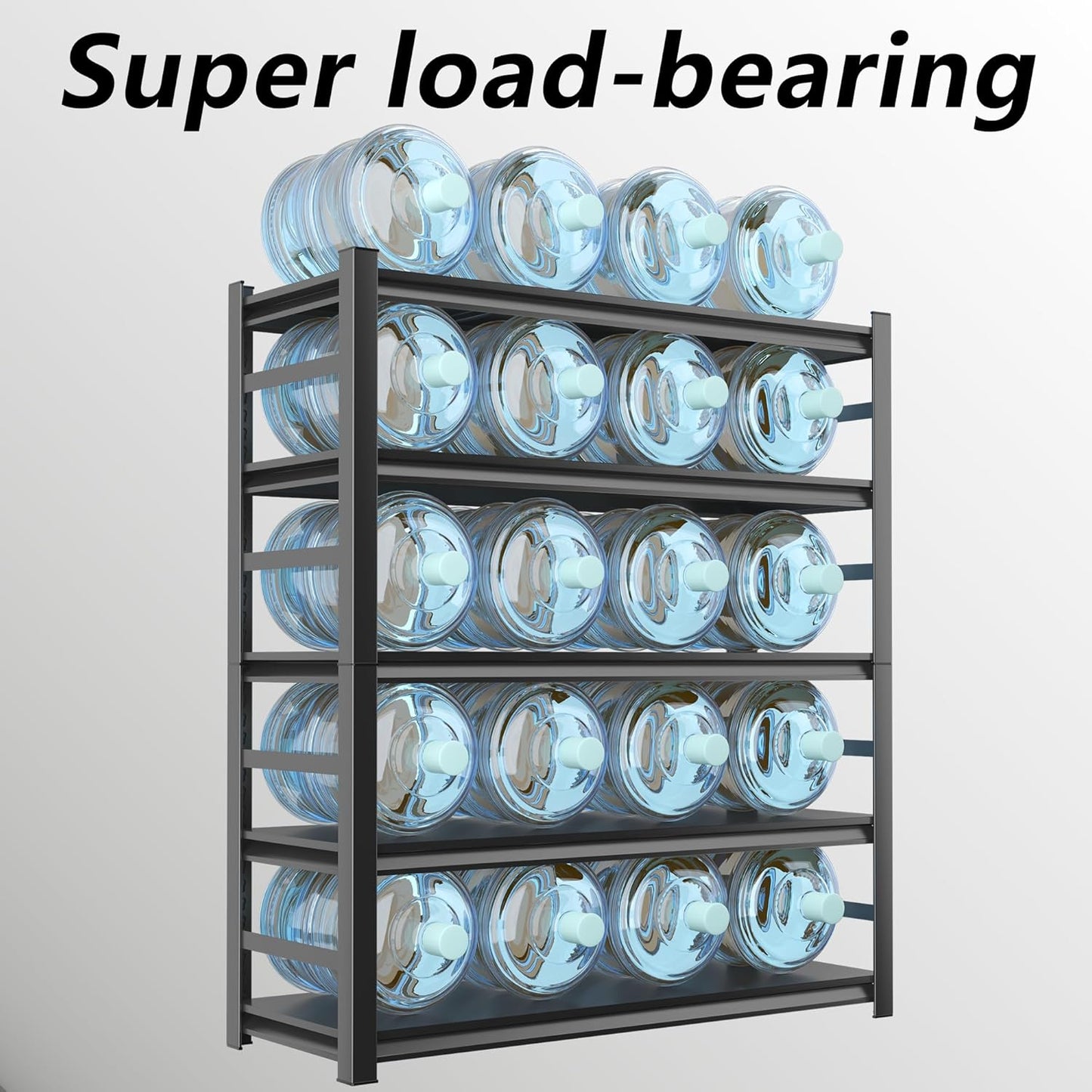 Metal Storage Rack Tier Height Free Adjustable Garage Tool Rack Load Capacity 3000lbs Industrial Storage Rack,Black,Garage,Kitchen,Bedroom,Garden (4-Tier59.1"H*31.5"W*11.8"D)