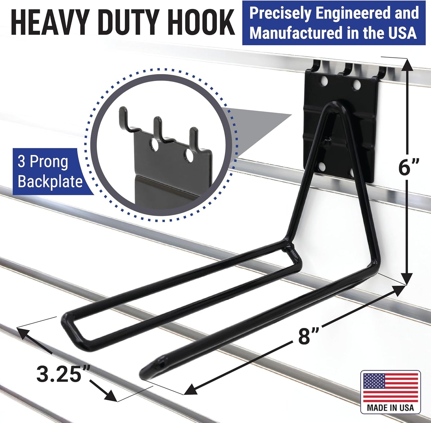Victory Display Heavy Duty Garage Hooks | for Tools, Ladders, Garden Equipment | Fits Pegboard & Slatwall | Storage Hook for Hanging | Shed Wall Organizer for Tool Rack, Garage Wall Hangers | 3-Pack
