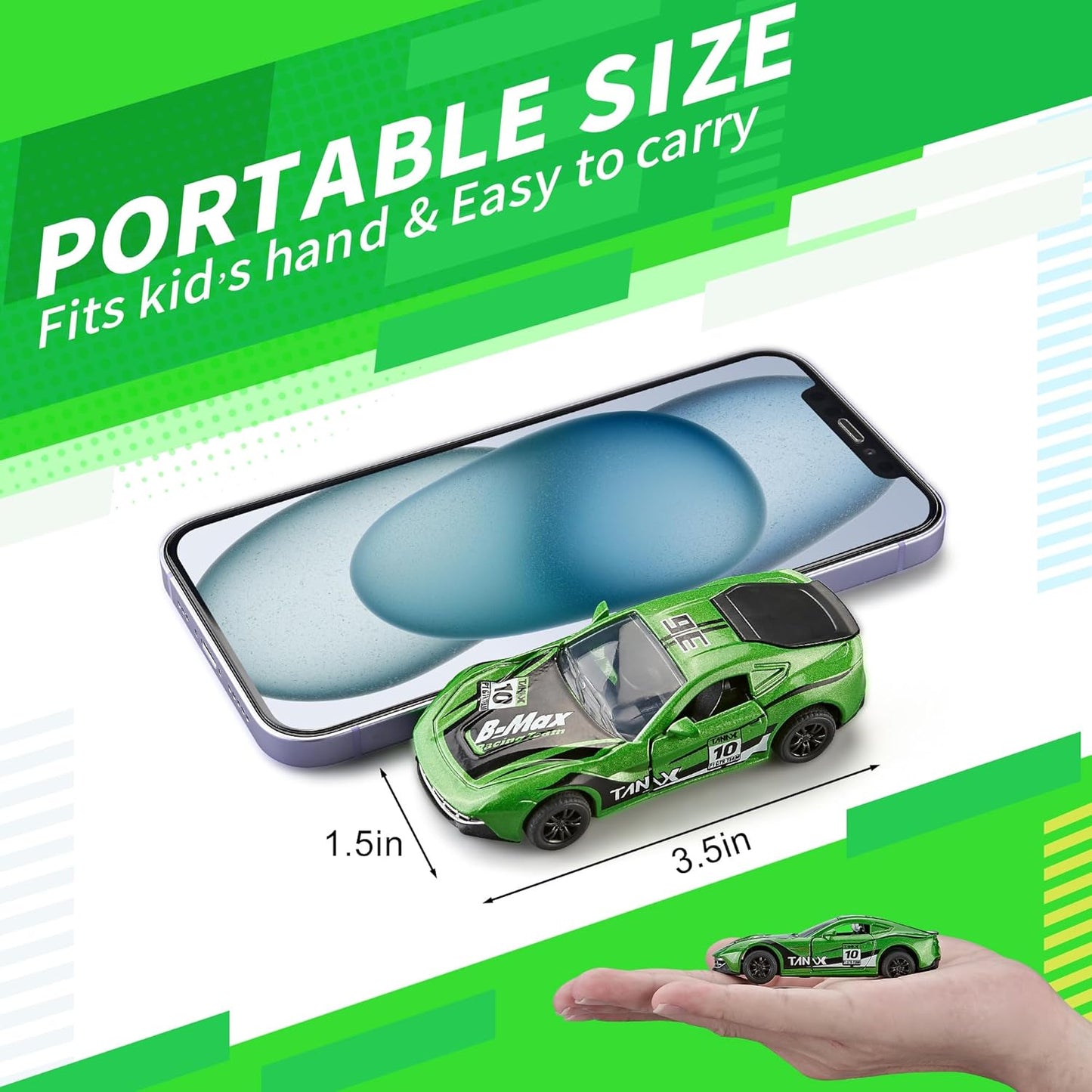 KIDAMI Pull Back Cars for Kids, Mini Vehicles with Door Openable, Die Cast Metal Toy Cars Pack Playset for Boys Girls Toddlers