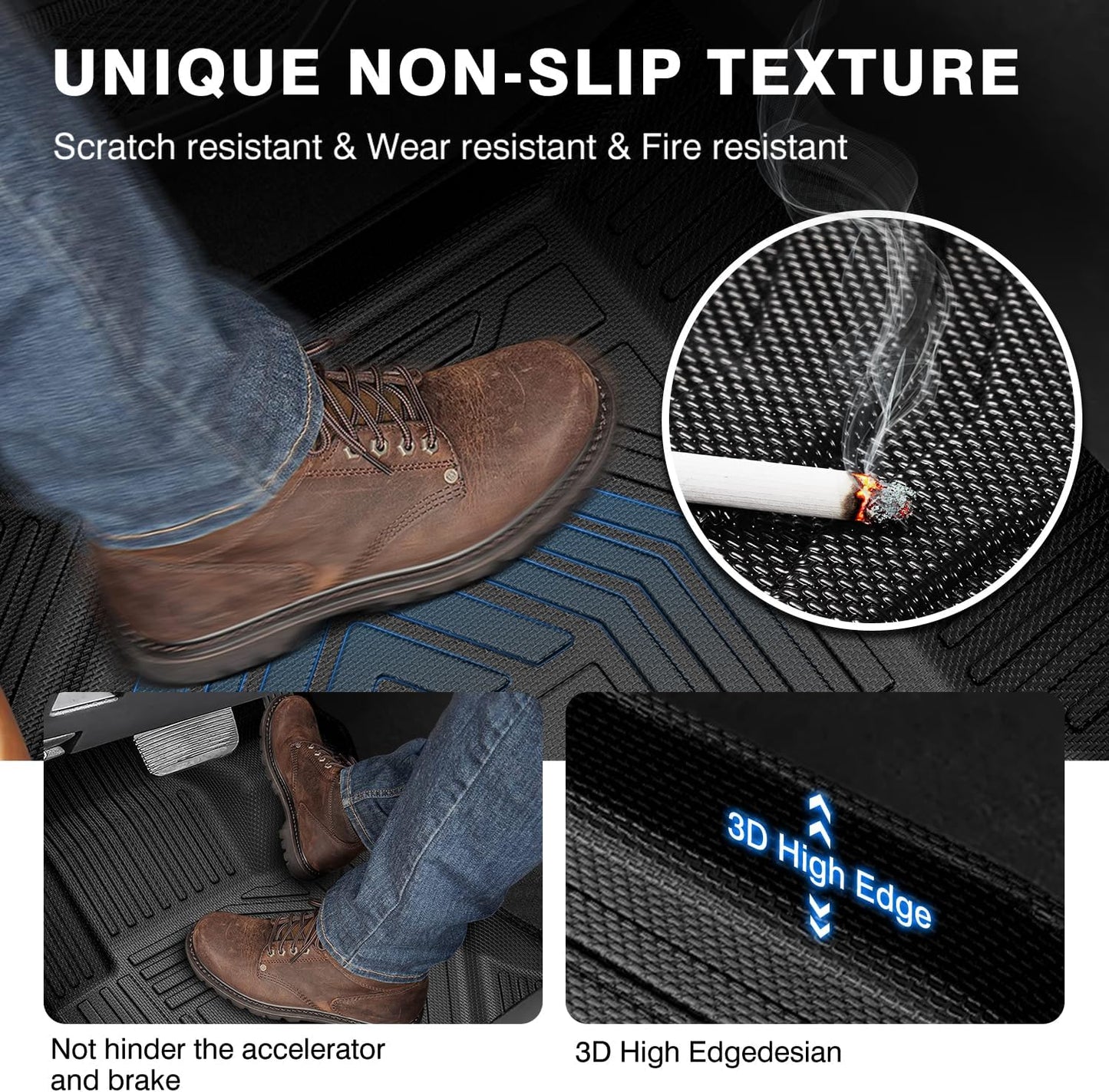 Powerty Floor Mats & Truck Bed Mat for 2022-2024 2025 Hyundai Santa Cruz Accessories Floor Mats 2 Row Liner Set All Weather TPE 3D Floor Liners&Truck Bed Liner