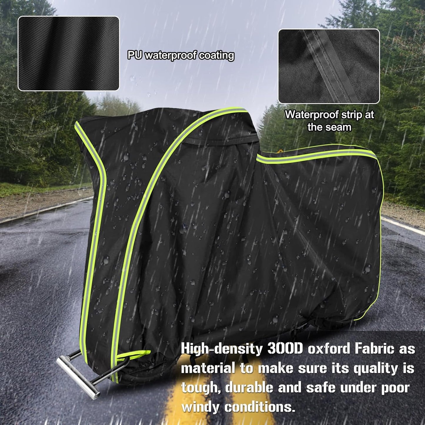 Waterproof Motorcycle Cover for Honda Grom MSX125/Navi/Monkey/2022 Benelli 135/2023 Grom, All Weather Outdoor Black Protective Cover with Reflective Strips,Vent Holes and Lock Holes