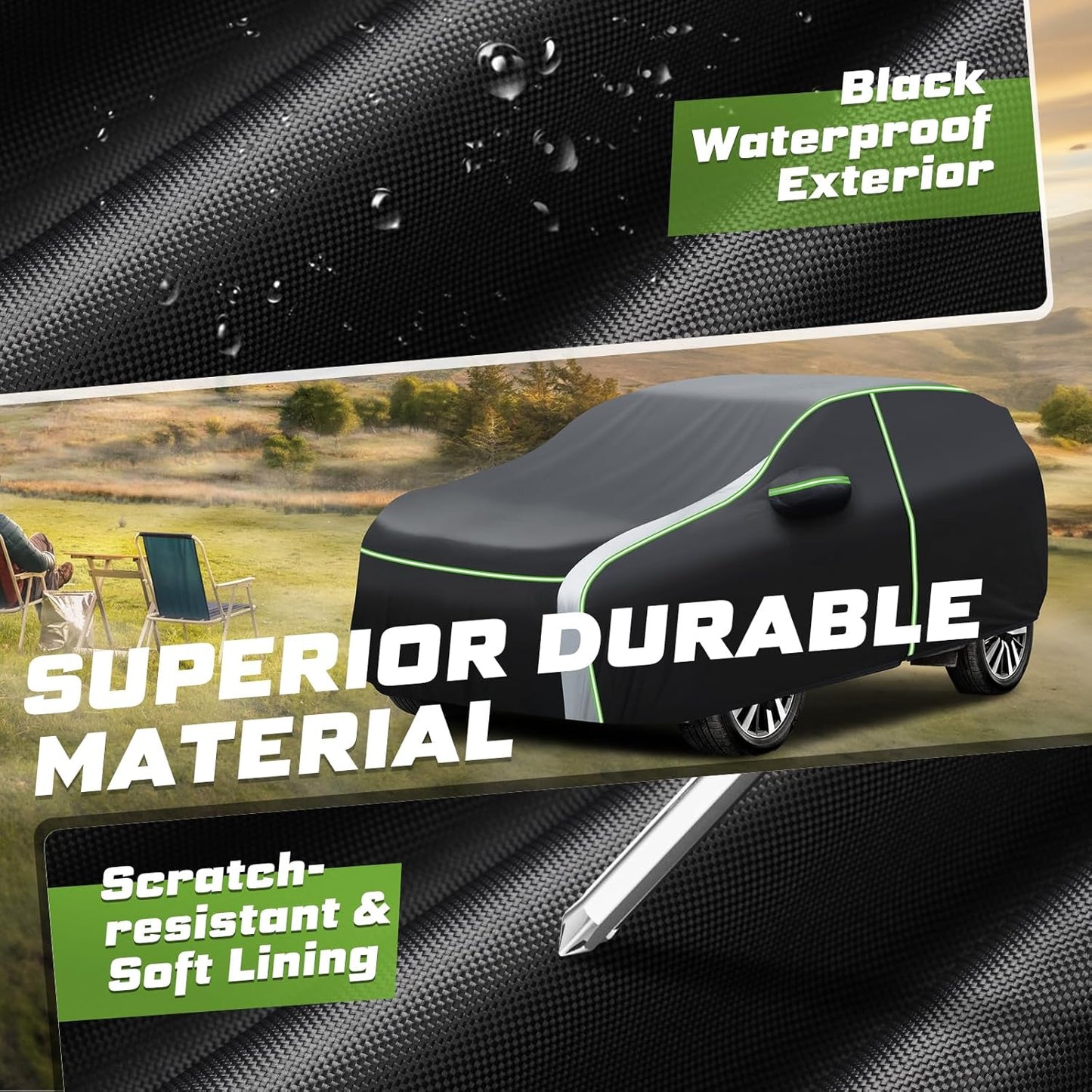 Mixsuper Liner Car Cover for Jeep Grand Cherokee 1993-2026, 7 Layers Waterproof Car Cover Accessories for Grand Cherokee with Zipper Door, Windproof Straps, Reflective Strips, Anti-UV, All Weather