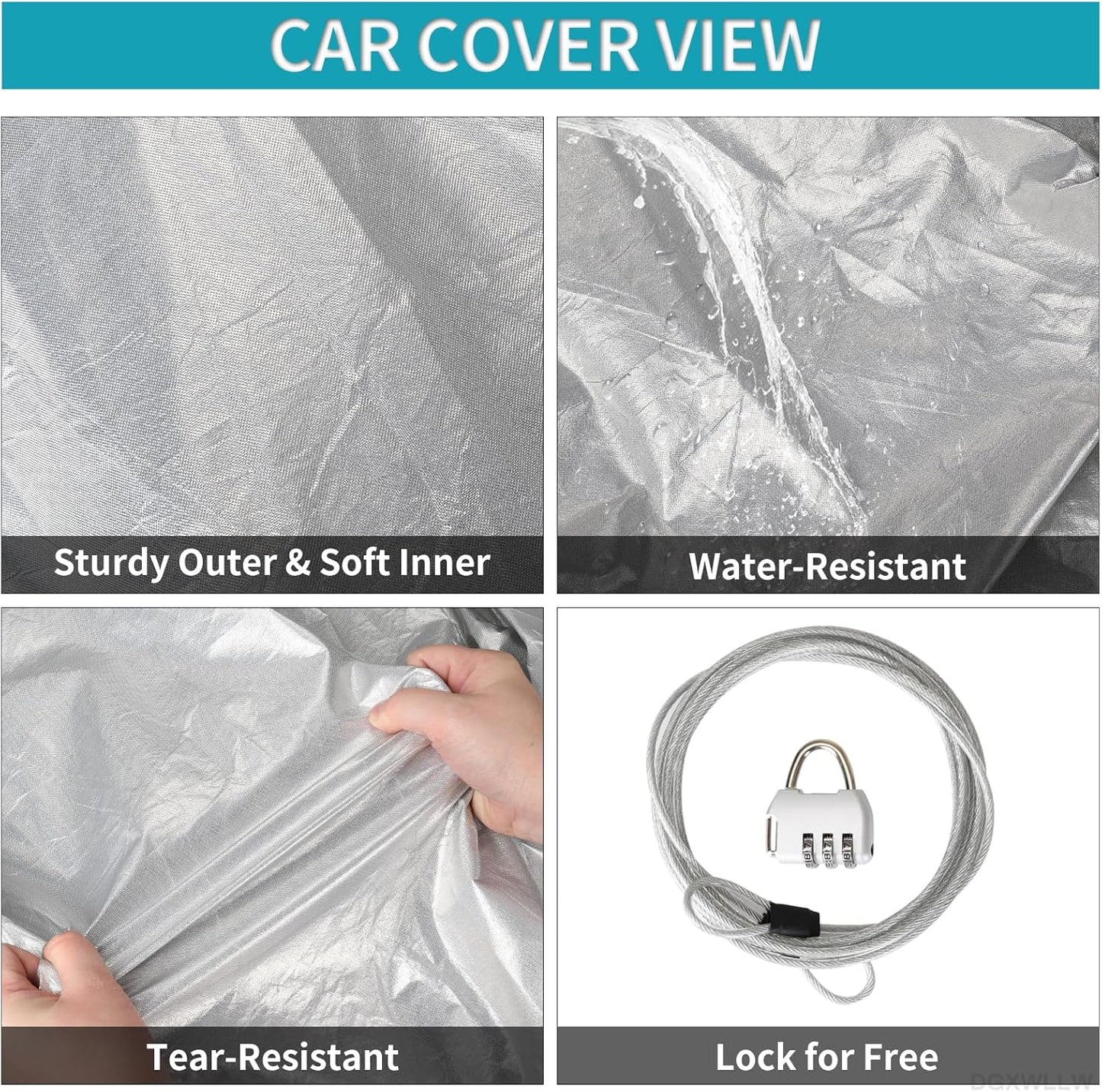 Car Cover for Tesla Model 3 2017-2025 Custom Fit Full Exterior Car Cover with Charging Port Door Zipper Ventilated Mesh Heavy Duty All Weather Waterproof Windproof Dust Snow Sun UV Protection