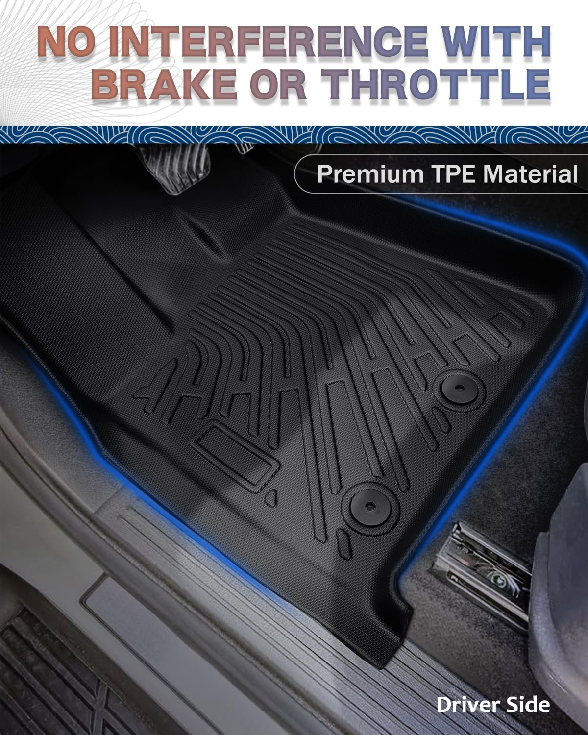 Icyhaws® for Nissan Armada/Infiniti QX80 2025 Floor Mats, All-Weather Protection Tech TPE Rubber Floor Liners Carpets Front/Rear Anti-Slip Tech Car Mats 1st and 2nd Row Automotive Accessories, 3 PCS