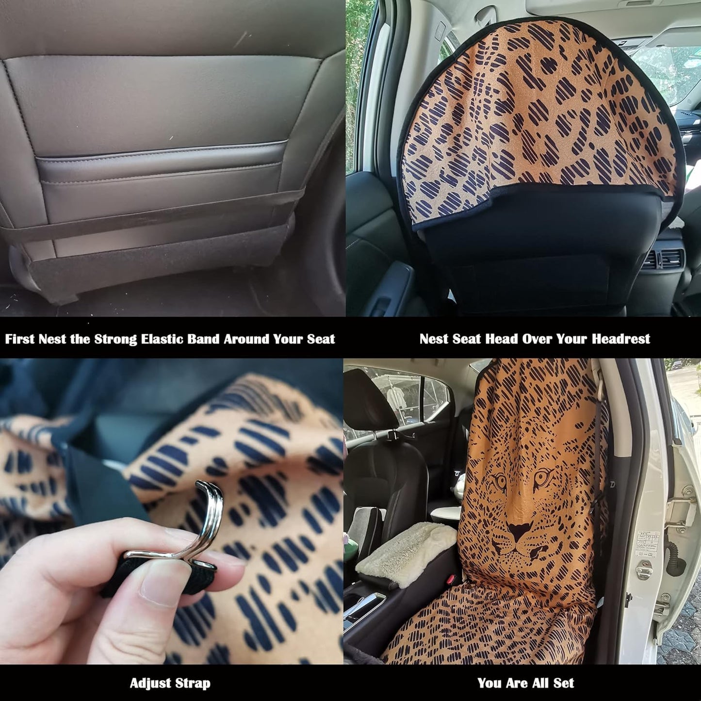 Car Seat Cover Protector Front Seats,for Gym Workout,Running,Swimming,Beach and Hiking,Waterproof Sweat Towel Bucket Seat Covers for Cars SUV Trucks (Leopard, 1Pcs)