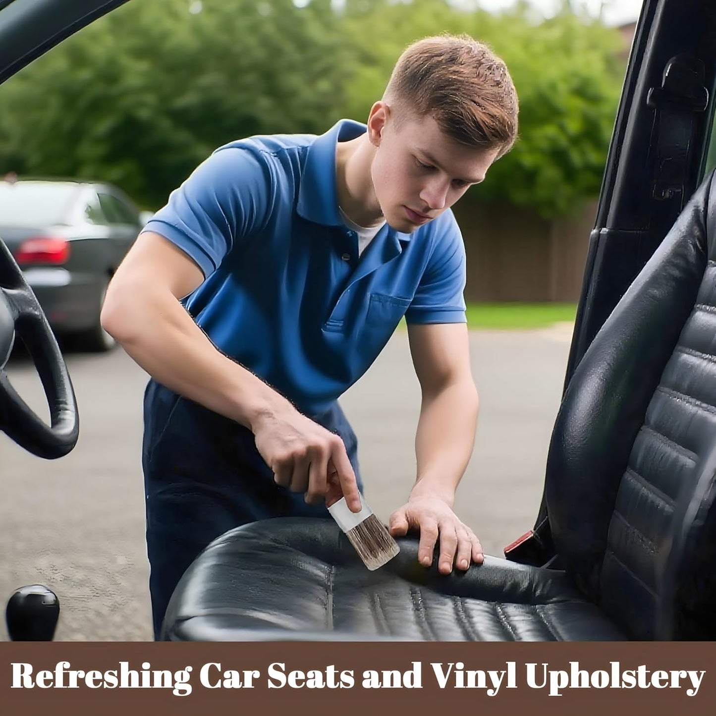 Salve Brush for Furniture,Leather&Wood Care Cleaning Brush,Furniture Brush with Comfortable Short Handle&Soft Bristles,Durable Salve Wax Brushing Tool for Home Office Sofas Car Interiors,Bags,Shoes