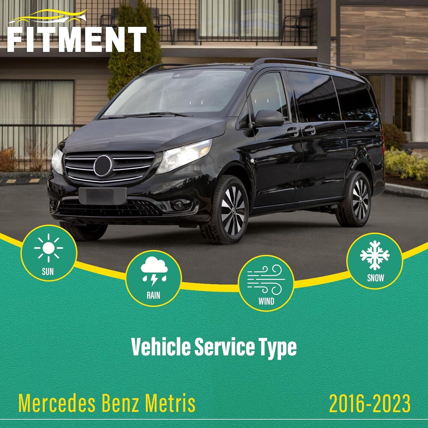 28" 18" 16" Windshield Wiper Blades Replacement for Mercedes Benz Metris 2016 2017 2018 2019 2020 2021 2022 2023 Premium All Weather Front Rear Wipers Set - OEM Quality (Pack of 3)