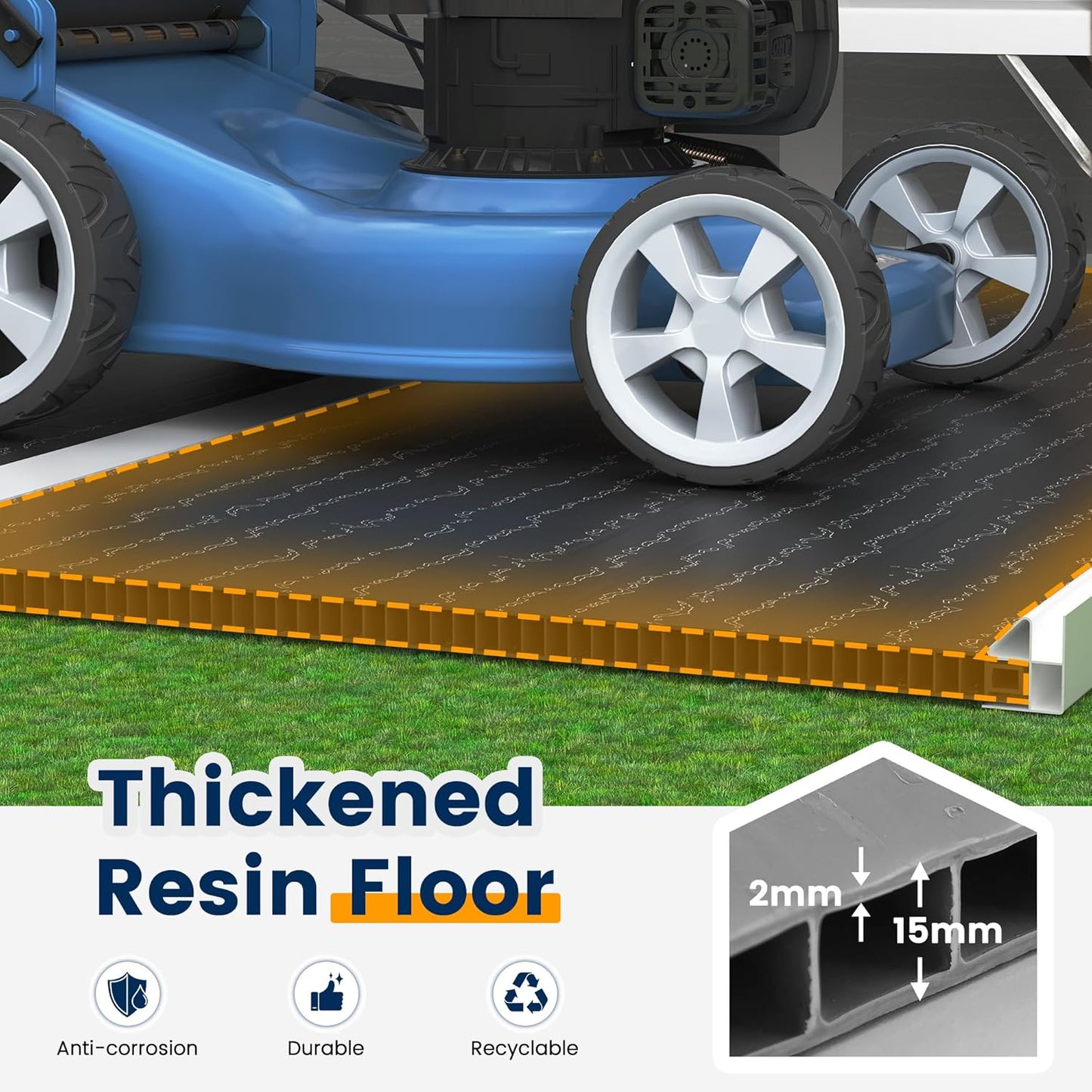 UDPATIO Resin Storage Shed 6 x 6 FT, Outdoor Garden Sheds with Floor Plastic Patio Outdoor Storage Shed with Lockable Door, Gray White