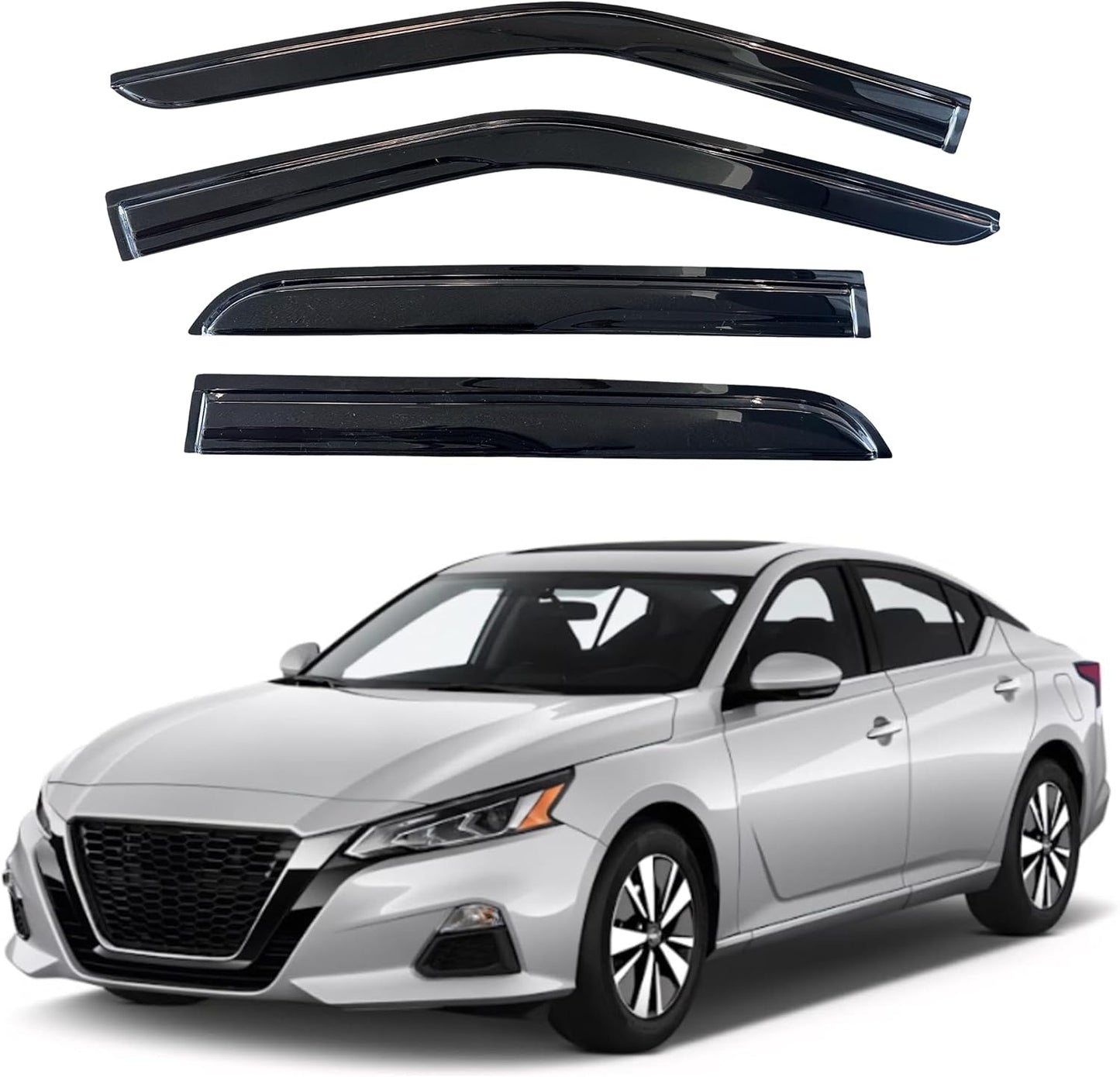 KPY Window Visor Compatible with Nissan Altima 2019-2025, 4PC Rain Guard Side Window Vent Deflectors Tape-On Mugen Style, 2019 2020 2021 2022 2023 2024 2025