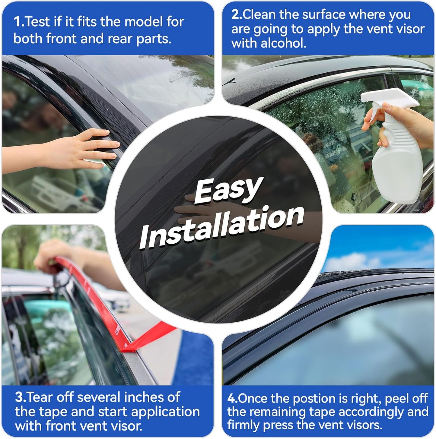 Window Visors Rain Guards Shield for 2010 2011 2012 2013 Mazda 3 Sedan, Out-Channel Window Vent Wind Deflectors Visors Shades for 10 11 12 13 Mazda 3 (Not for Mazda 3 Hatchback)