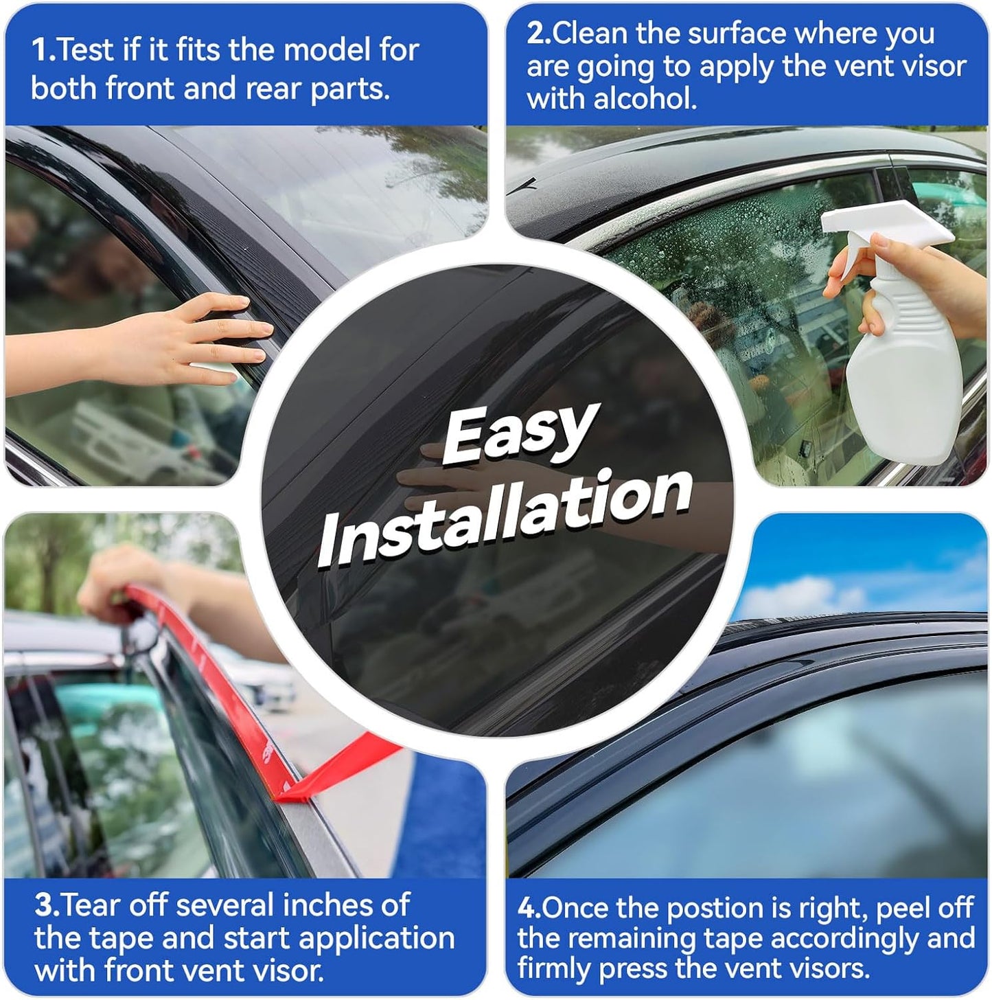 Window Visors Rain Guards for 2011-2016 Hyundai Elantra Sedan, Out-Channel Window Vent Wind Deflectors Visors Shades for 11-16 Elantra (EXCLUDES Elantra GT)