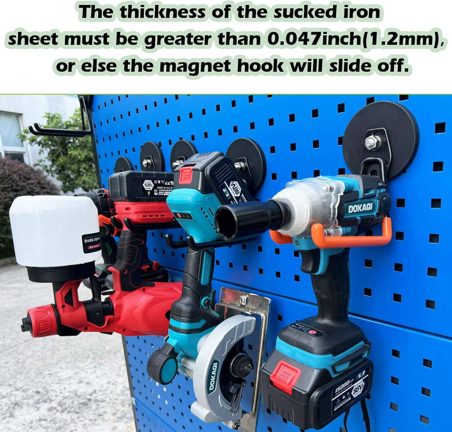 ULIBERMAGNET Strong Magnetic Ultimate Hooks,Large Magnet with Hooks for Heavy Duty Tools,Jig Saw,Hose, 2 Pack Heavy Duty Magnetic Hooks for Hammer Drill,Circular Saw,Garden Tool(3.46inch/Black)