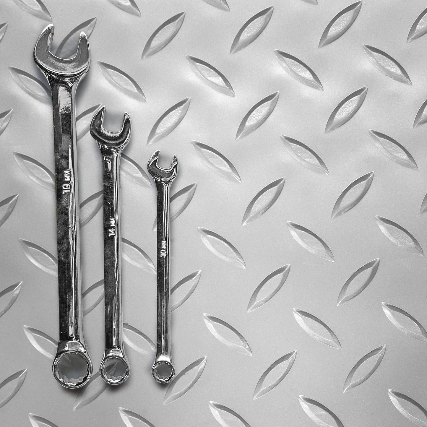 IncStores 2.5mm Thick Commercial-Grade Nitro Roll Garage Floor Mat | Flexible Vinyl Floor Mat for a Stronger and Safer Garage, Workshop, or Trailer | Diamond-Plate, Stainless Steel, 10' x 40'