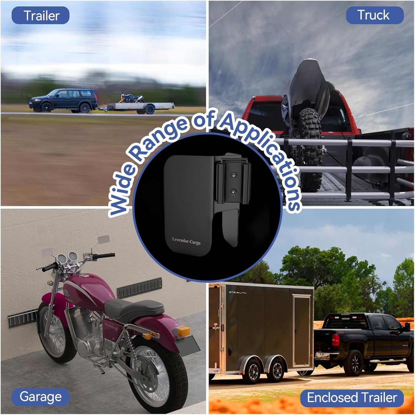 4 Pack E-Track Dirt Bike Wheel Chock Supports tire up to 6",Black,Heavy Duty 10 Gauge Steel E-Track Wheel Chock for Motorcycle,E-Track Wheel Chock for Trailer & Trucks & Garage,E-Track Accessories