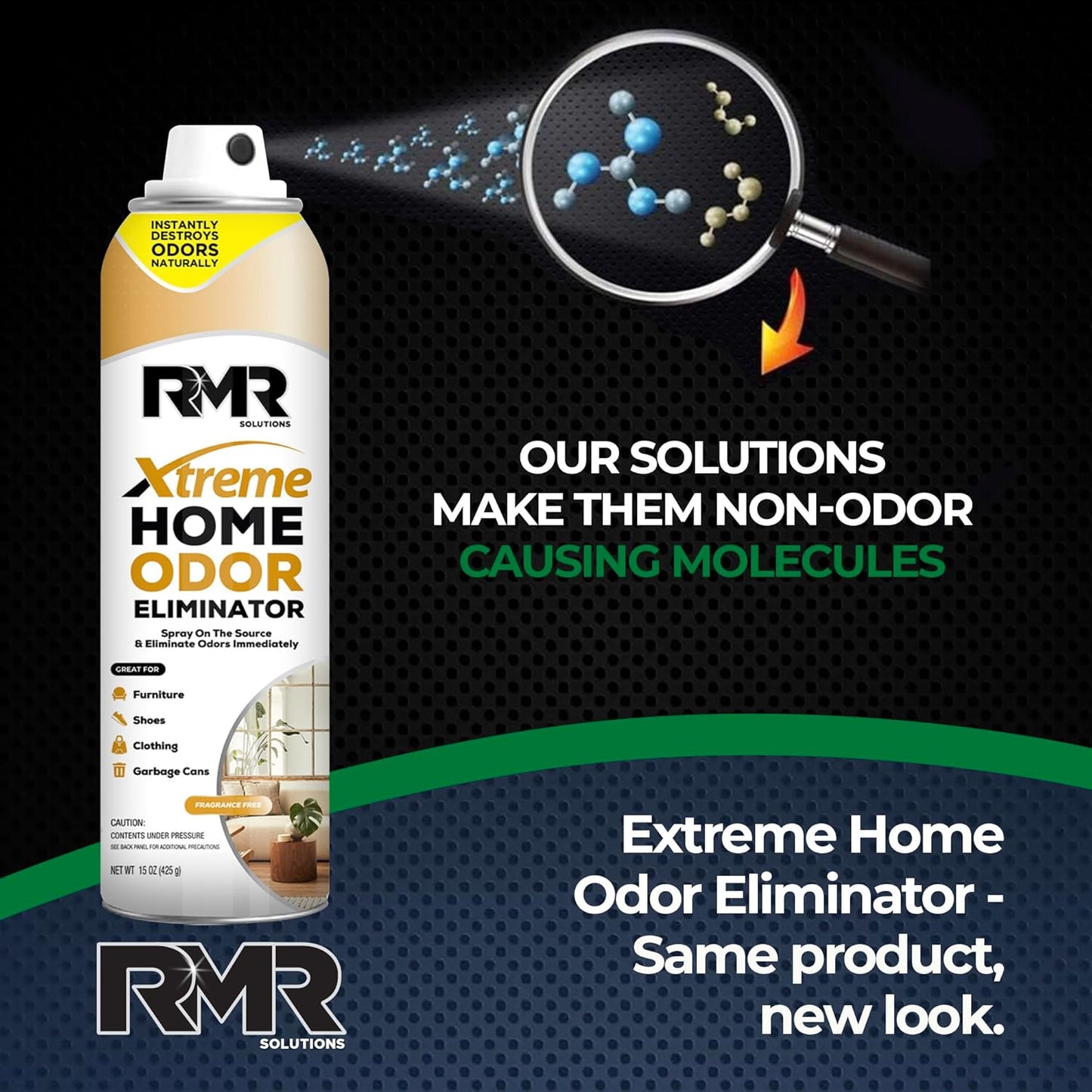 RMR Xtreme Home Odor Eliminator Spray - Neutralize Furniture, Clothing, Shoes, Garbage Cans, and More, 15 Ounces, 2-Pack, Unscented