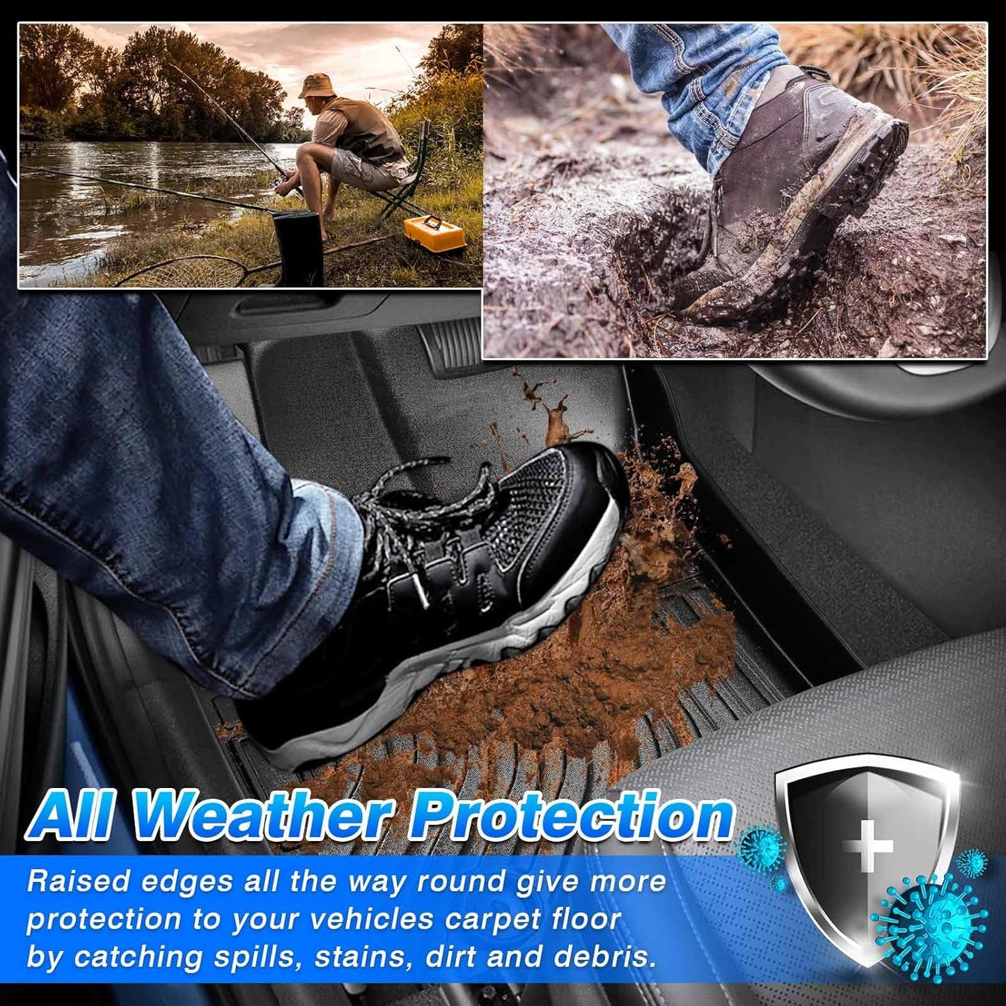 Cartist Custom Fit for Floor Mats 2015-2022 Chevy Colorado Crew Cab/GMC Canyon Crew Cab TPO Odorless High Edge Floor Liners 1nd&2nd Row Carpet Protectotion