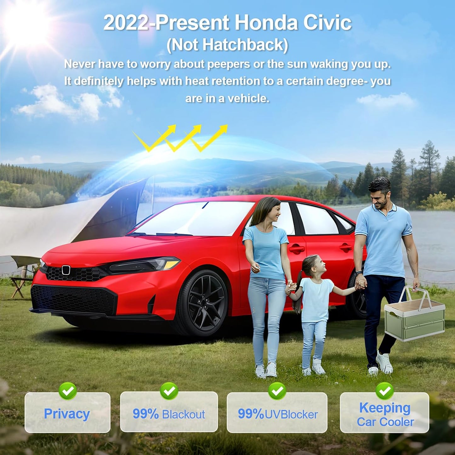 8pcs Car Window Shades for Honda Civic2022-Present Accessories,Windshield Side Rear Full Sunshade,Sun Visor UV Blocking, Privacy Protection and Blackout for Camping Outdoor(Not Hatchback)