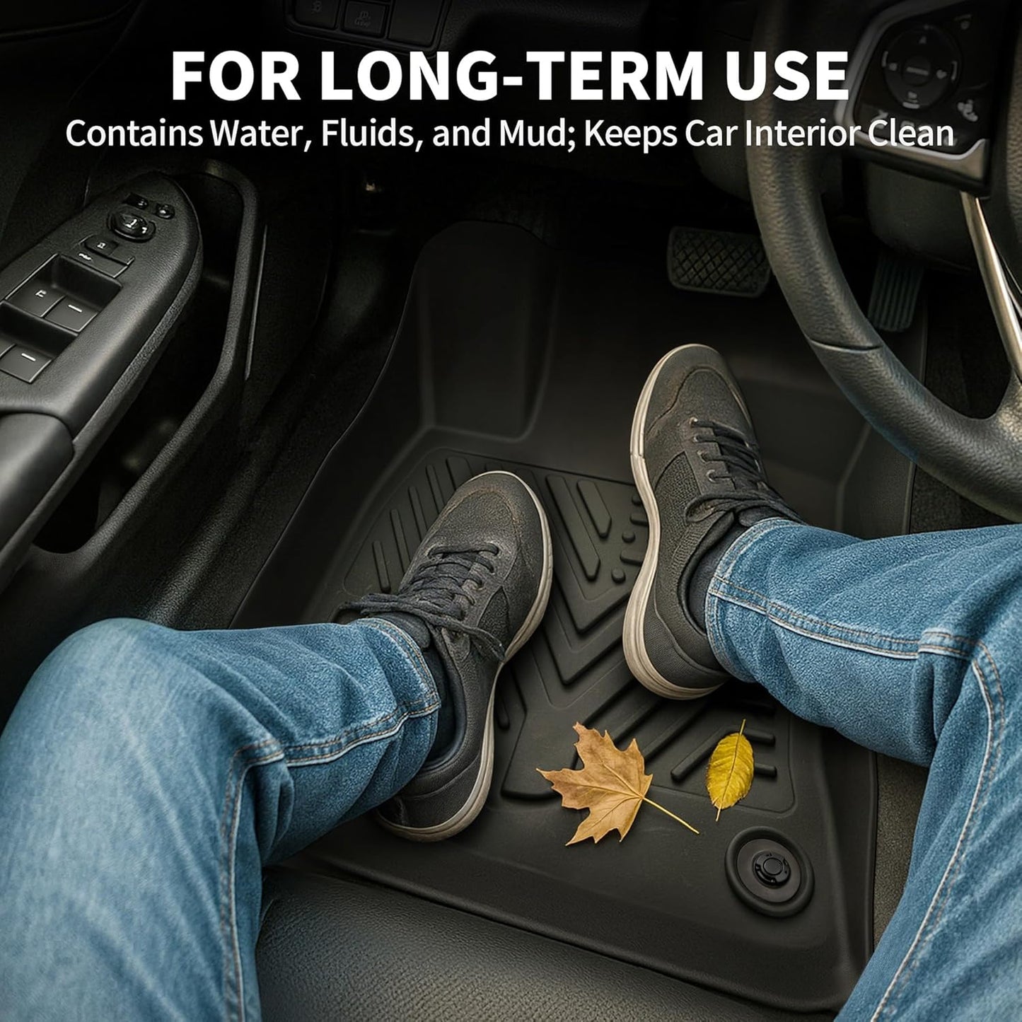 YITAMOTOR Floor Mats Compatible with 2015-2023 Jeep Cherokee (Not for Grand Cherokee), Custom Fit Floor Liners, 1st & 2nd Row All-Weather Protection, Black