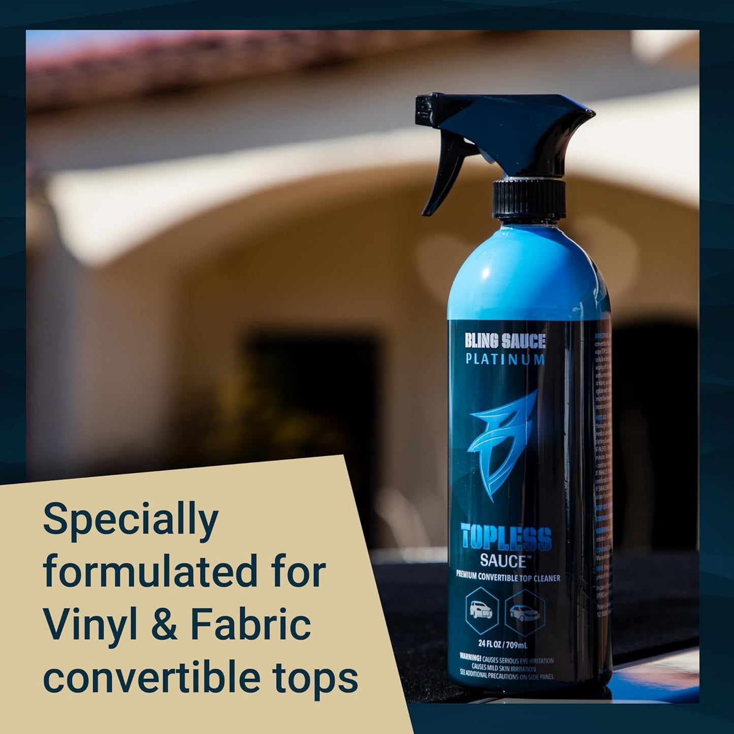 Bling Sauce Platinum: Topless Sauce, The BEST Convertible & Soft Top Cleaner for Cars, Trucks, 4x4s, Jeeps, Broncos. Designed for any Vinyl or Fabric Top. Spray On, Brush, Hose Off. 24oz