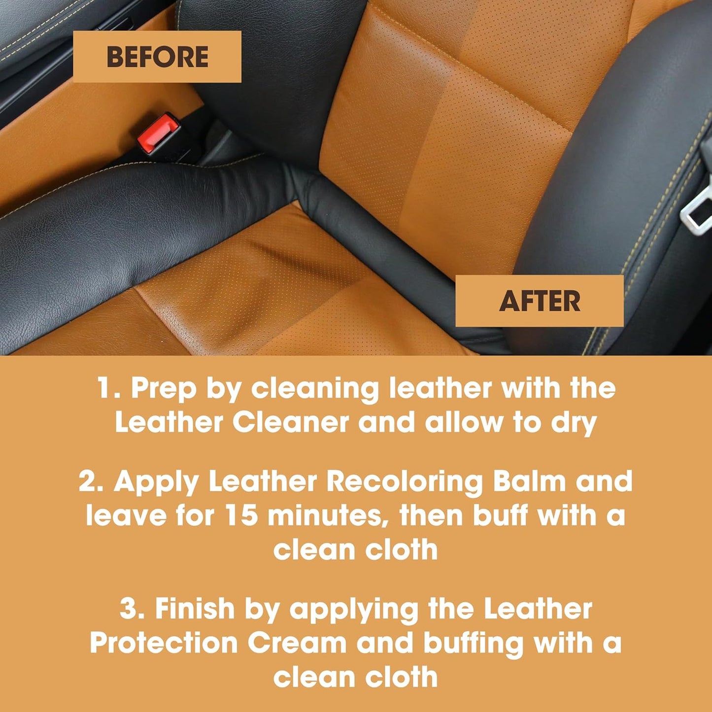 Furniture Clinic Leather Complete Restoration Kit | with Leather Recoloring Balm, Cleaner, 2-in-1 Protection Cream & Conditioner, Sponge, and Cloth | Repair Kit for Furniture (Dark Grey)