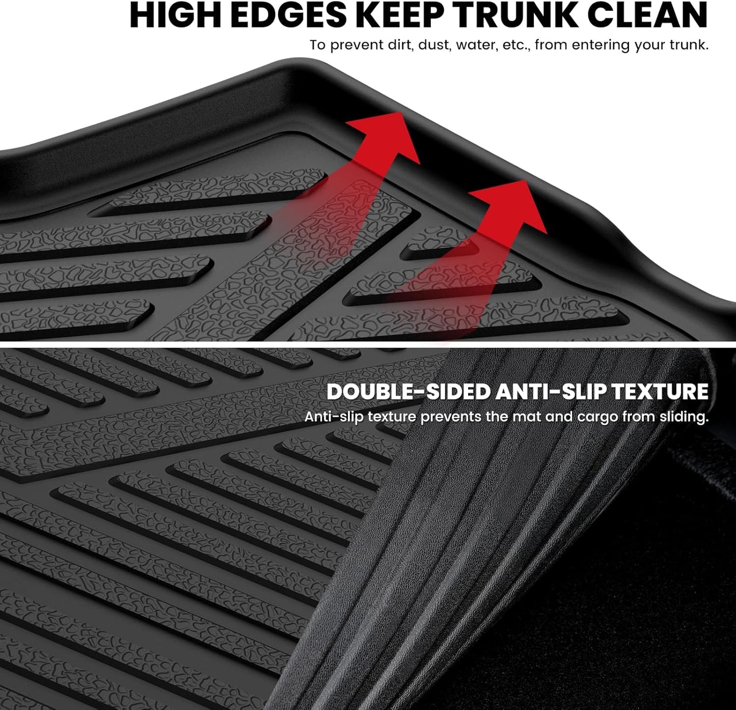 LASFIT Trunk Mat for Acura RDX 2025 2024 2023 2022 2021 2020 2019, All Weather TPE Cargo Mats Custom Fit Cargo Liner Front & Rear Trunk Liner, Black, Easy to Clean