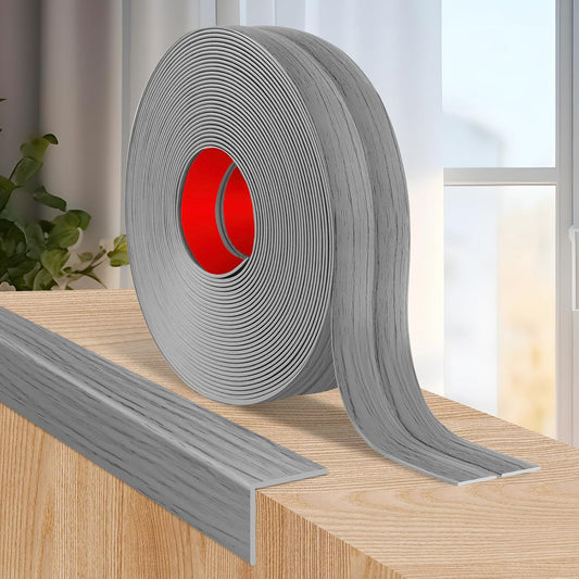 Flexible Wall Corner Protector Moulding Trim Peel and Stick Wall Corner Guards Edge Protector Self Adhesive Molding Trim Strip for Edge Ceiling (Light Gray Wood Grain, 1.6 in x 20 Ft)