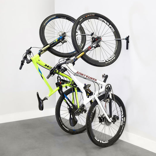 WheelRest Bike Hook, No-Lift Garage Bike Wall Mount 75lbs Max Load, Fits all bikes, Vertical Bicycle Storage Rack, Adjustable Bike Hanger for MTB, Road, eBike, 2 Pack