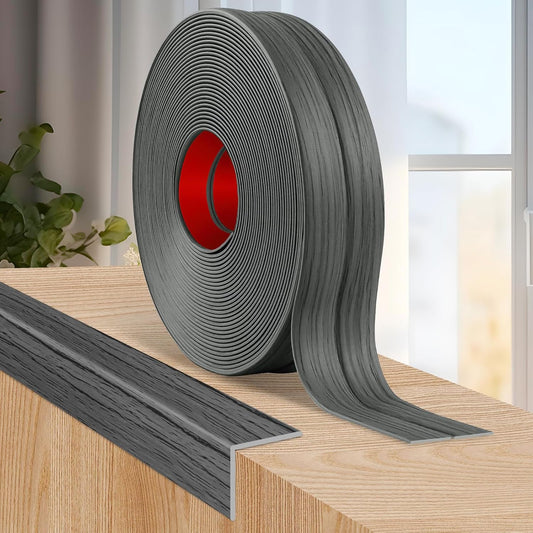 Flexible Wall Corner Protector Moulding Trim Peel and Stick Wall Corner Guards Edge Protector Self Adhesive Molding Trim Strip for Edge Ceiling (Deep Gray Wood Grain, 0.8 in x 40 Ft)