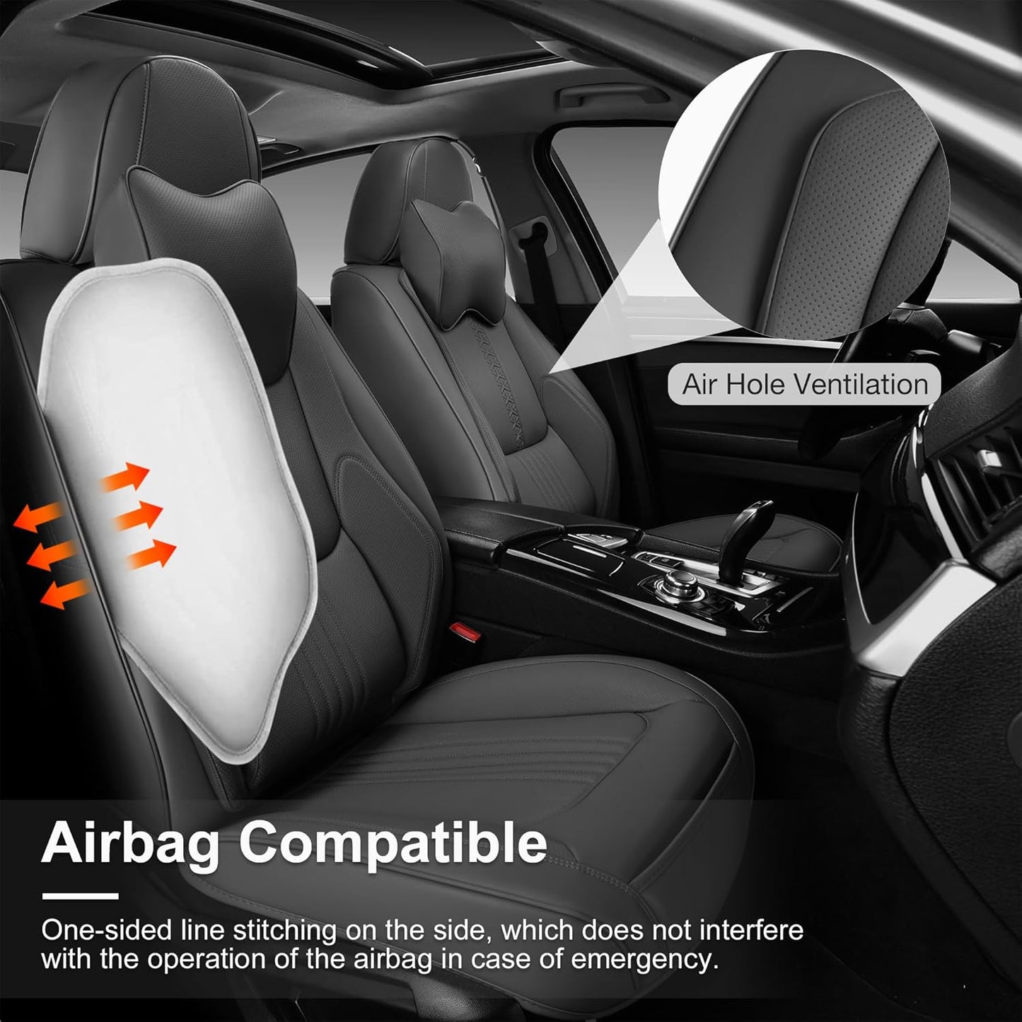 Front Seat Covers, 2 Pieces Universal Seat Covers for Cars, Waterproof Leather Auto Seat Protectors with Head Pillow, Car Seat Cushions Fit for Most Sedans SUV Pick-up Truck, Gray