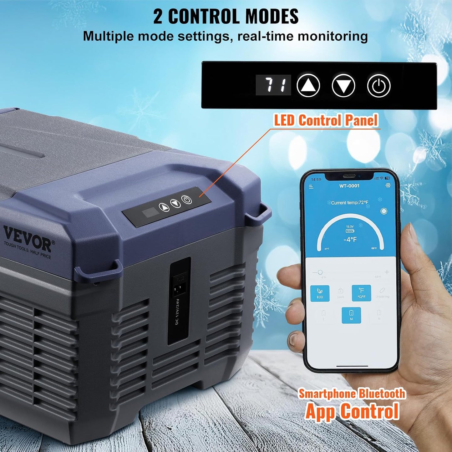 VEVOR Car Refrigerator, 12 Volt Car Refrigerator Fridge, 9 L Single Zone Portable Freezer, -4℉-68℉ Adjustable Range, 12/24V DC and 100-240V AC Compressor Cooler for Outdoor, Camping, RV