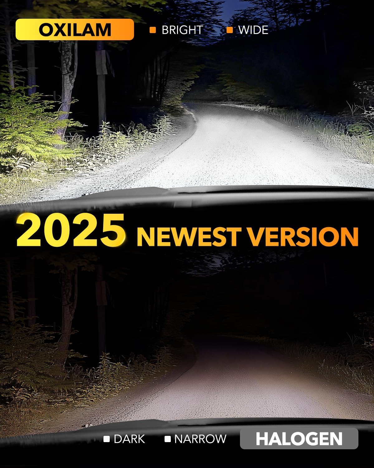 OXILAM H4 9003 Light Bulb, 20000LM 600% Brighter, 6500K Cool White, Mini 1:1 Size Design, Canbus Error Plug-and-Play H4 9003 HB2 Light Bulb, Pack of 2