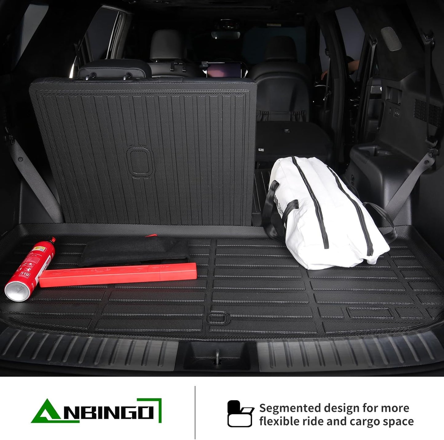 ANBINGO® Floor Mats & SeatBack Cargo Liner | CX90 2024-2025 7 Passenger | 2nd Row with Bucket Seat or Captain Seat | (60/40 Velcro Tape Fixed Backmats) TPE 3 Rows Waterproof Car Mat