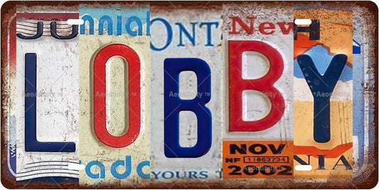 LOBBY Vintage Metal Tin Sign License Plate Bar Cafe Garage Cave Home Room Wall Bathroom Farmhouse Garden Porch Patio Decor, 12 x 6 Inch