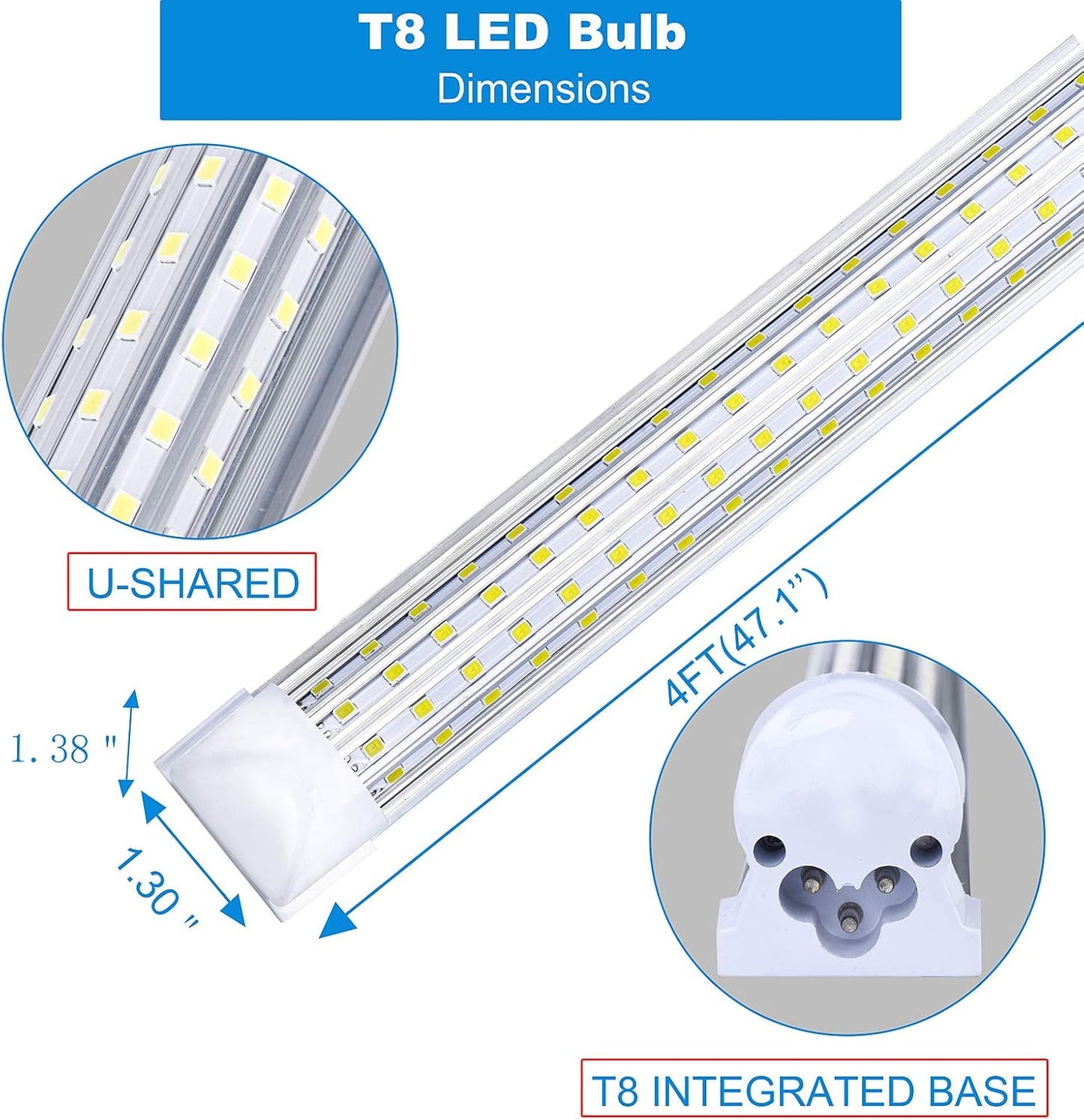 (20-Pack)4FT LED Shop Light Fixture, 72W 6000K Cold White 9500LM Super Bright T8 Integrated LED Tube, 4 Rows Linkable Shop Lights, T8 LED Tube Lights, 4 LED shop lights for garage 4 foot with plug