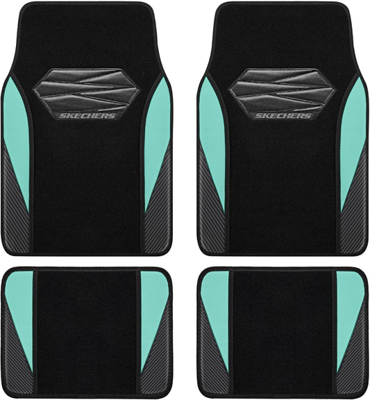 Skechers Car Floor Mats,Waterproof Universal Fit Car Mats,Faux Leather Car Floor Mats,Carbon Floor Mats for Cars with Anti-Slip Skechers Heel Pad Fit for SUV,Vans,Sedans,Trucks,Green