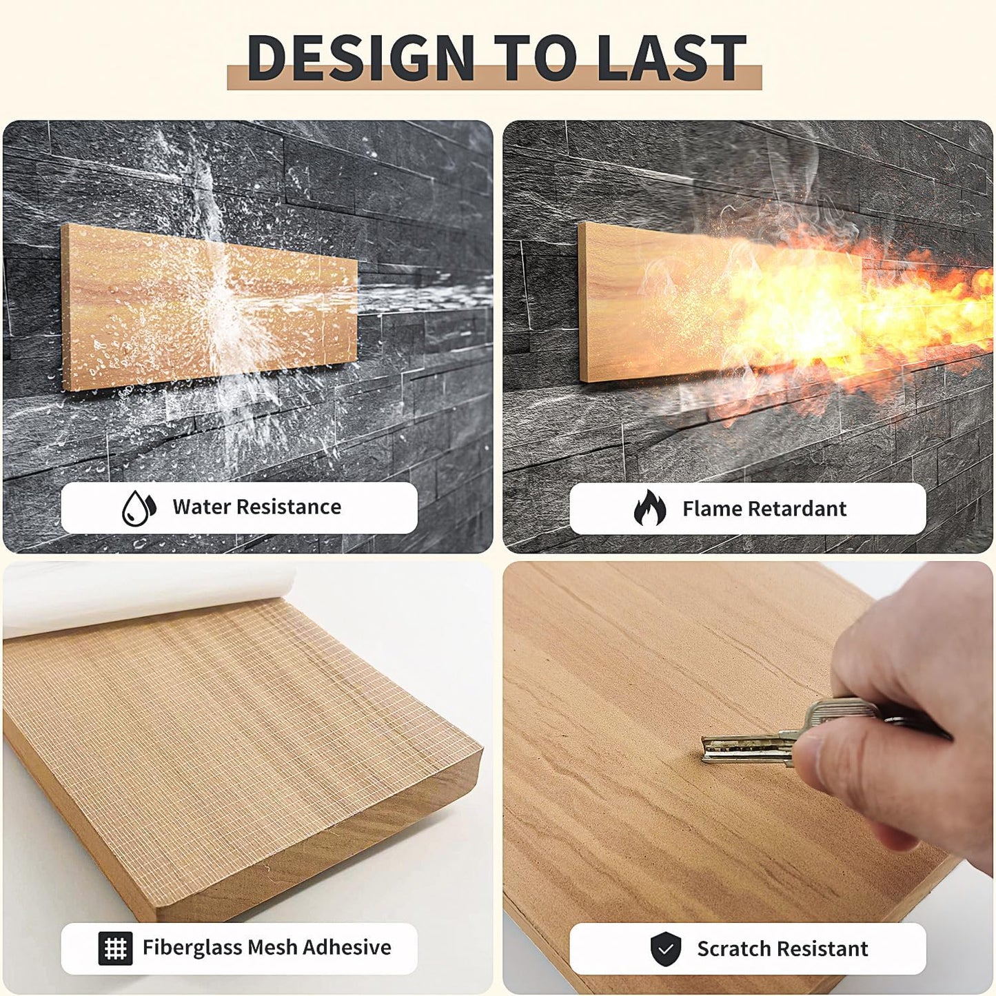 GWP02S Wood Grain Garage Wall Protector Car Door Protectors, Garage Accessories, Parking Stopper for Garage, Tool-Free, Designed in Germany (4-Pack Wood Grain)